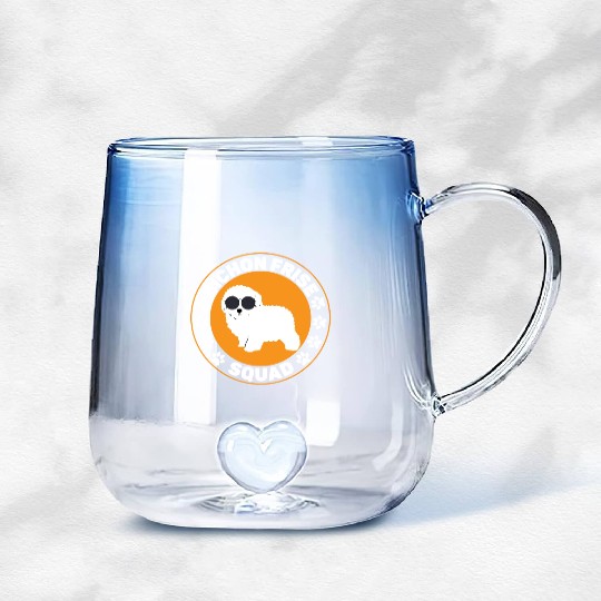 Bichon Frise Squad Curly Hair Pup Puppy Lover Gradient Glass Mugs