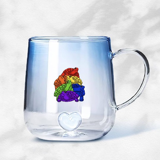 Turtle Stack LGBTQ Gay Pride Rainbow Flag LGBT Gradient Glass Mugs