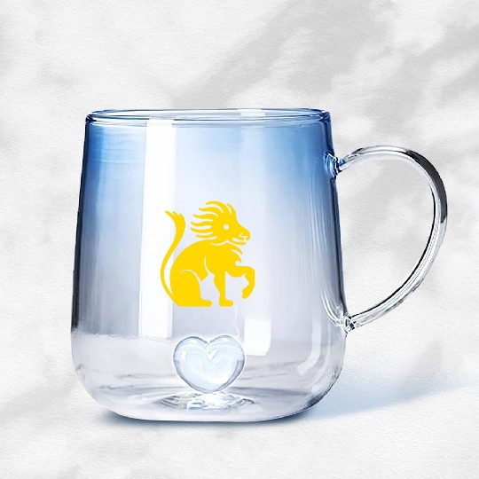 leo zodiac gold lion king Gradient Glass Mugs