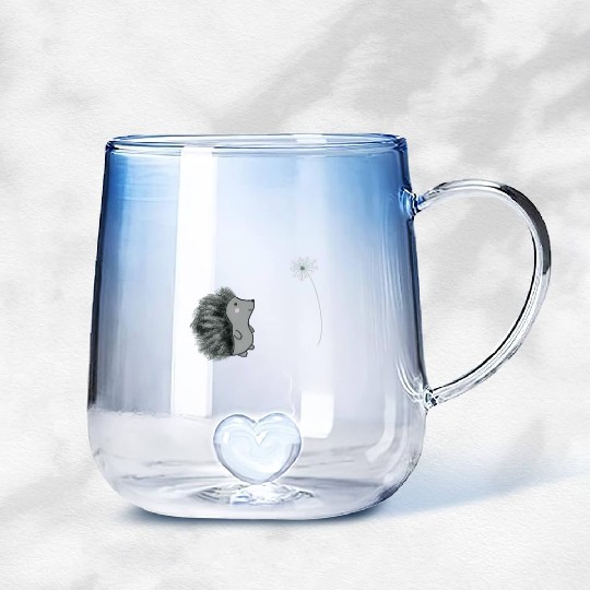Hedgehog and dandelion Gradient Glass Mugs