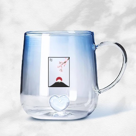 Japanese Mount Fuji Gradient Glass Mugs Premium
