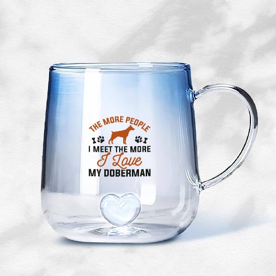I Love My Doberman Gradient Glass Mugs
