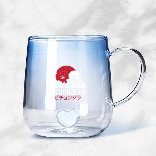 Bichonzilla Bichon Frise Dog Lover Puppy Gradient Glass Mugs
