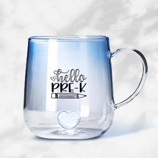 Funny Hello Pre-k Back to School Student Teacher Gradient Glass Mugs