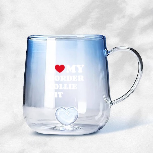 I Love My Border Collie Pit Gradient Glass Mugs
