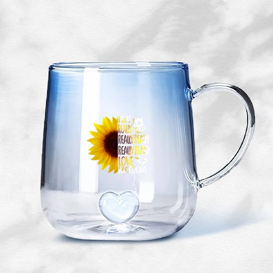I Just Really Really Love Raccoons Funny Sunflower Gradient Glass Mugs