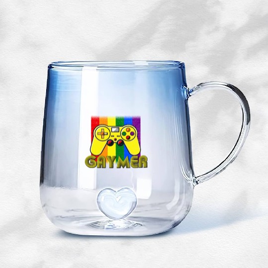 Funny Gaymer Gay Gamer - Pride Rainbow LGBT Gradient Glass Mugs