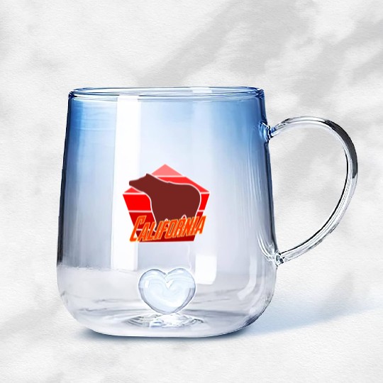 California Bear Flag Gradient Glass Mugs
