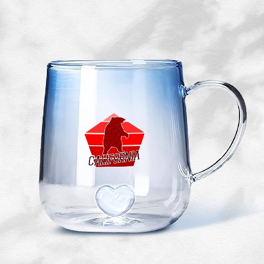 California Bear Flag Gradient Glass Mugs