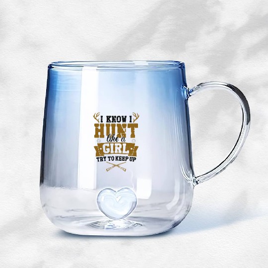 Buck Deer Hunting Hunter Girl I Gradient Glass Mugs