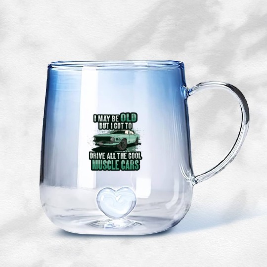 I maybe old muscle car for Classic Race Car Lover Gradient Glass Mugs