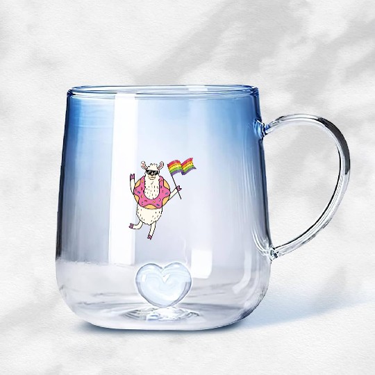 LGBT Rainbow Funny Llama Gay Pride Lesbian Gift Gradient Glass Mugs