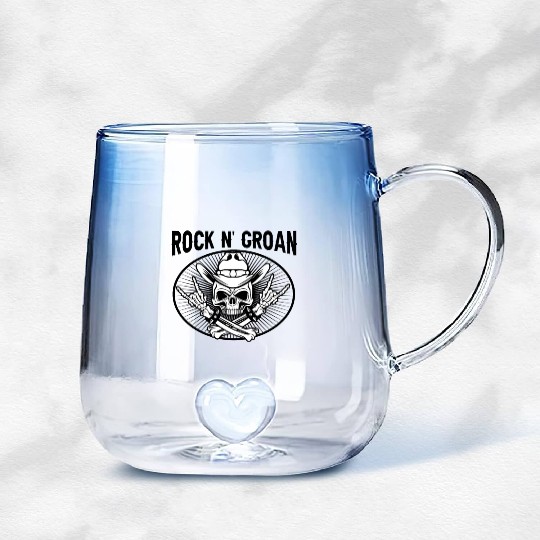 Halloween Cowboy Skeleton Rocker Hand Rock Gradient Glass Mugs