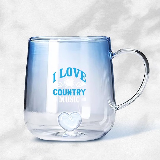 I love Country Music Gradient Glass Mugs