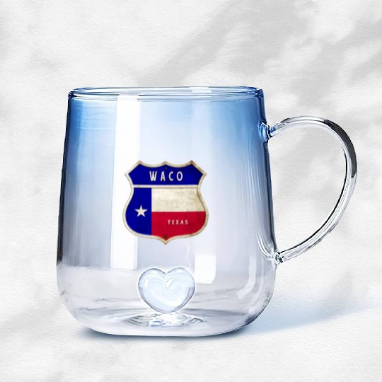Waco Texas crest flags design Gradient Glass Mugs