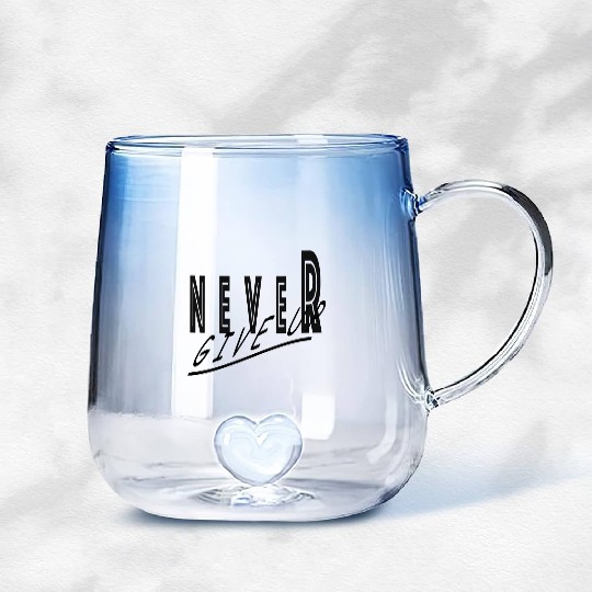 never give up Gradient Glass Mugs