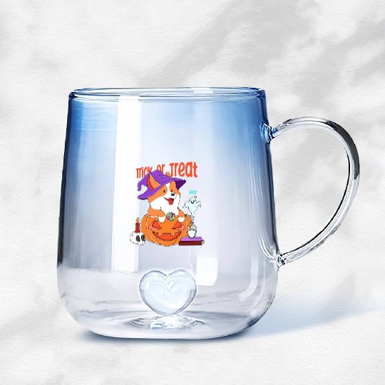 Corgi Halloween Gradient Glass Mugs
