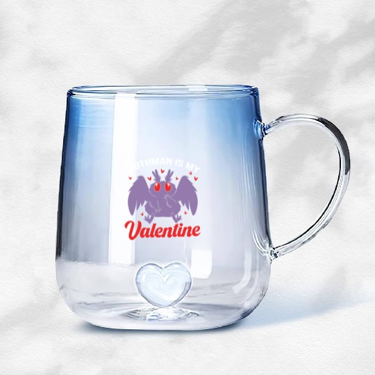 Funny Valentines Day Cryptid Cute Mothman Gradient Glass Mugs