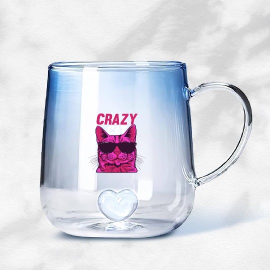 Cat Lover Cat Owner Funny Cat Meme I Crazy Cat Gradient Glass Mugs