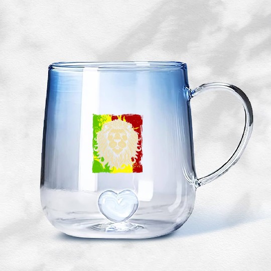 Reggae Jamaican Lion Rasta African Gradient Glass Mugs