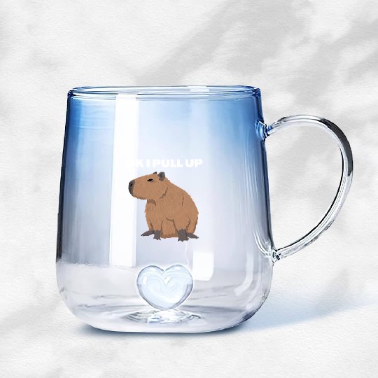 Ok I Pull Up Capybara Funny Meme Capybara Lover Gradient Glass Mugs