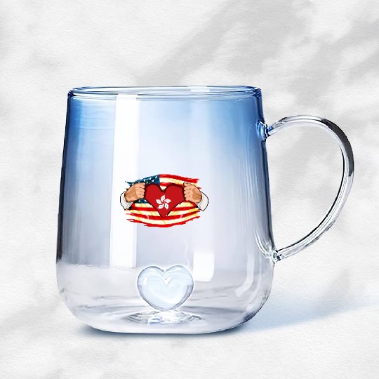Hong Kongese Who Live in America HongKong Flag Gradient Glass Mugs
