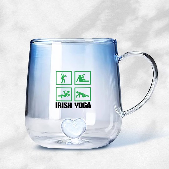 Relax Yoga Time Mandala Meditate Drunk Irish Yoga Gradient Glass Mugs