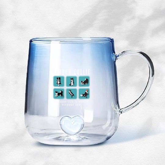 Border Collie Lover Gradient Glass Mugs