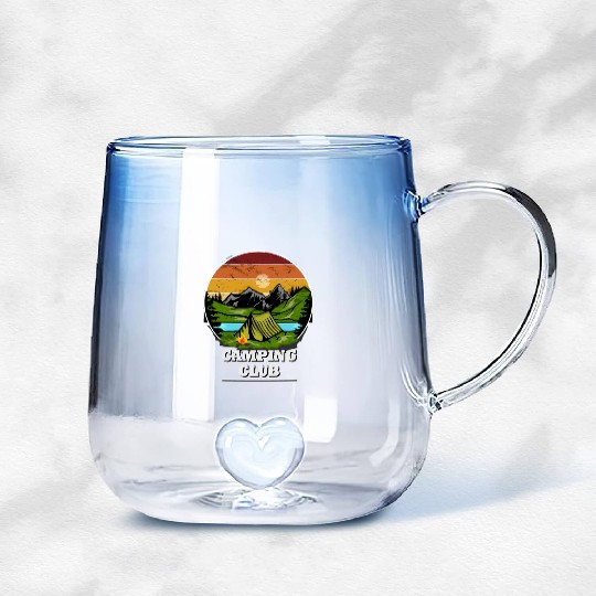 Camping Clun, Tent, Camping Wilderness Gradient Glass Mugs