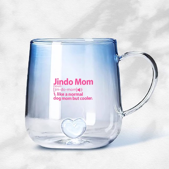 Korean Jindo Dog Owner Girl Definition Mom Pink Gradient Glass Mugs