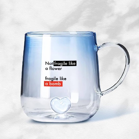 Feminism - Fragile like a bomb - Frida Kahlo Gradient Glass Mugs