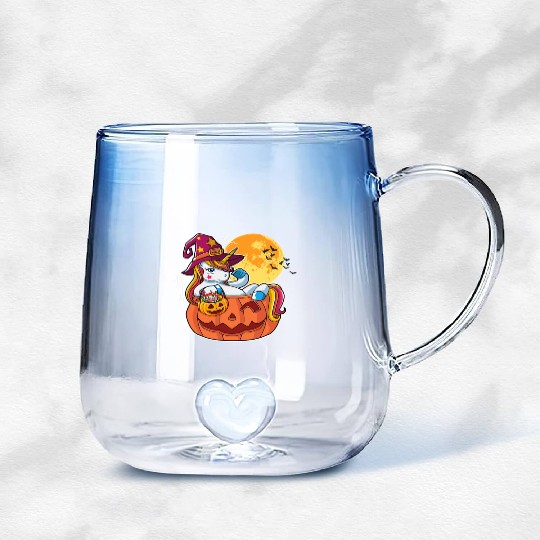 Halloween Unicorn Pony Trick Or Treat Halloween Gradient Glass Mugs
