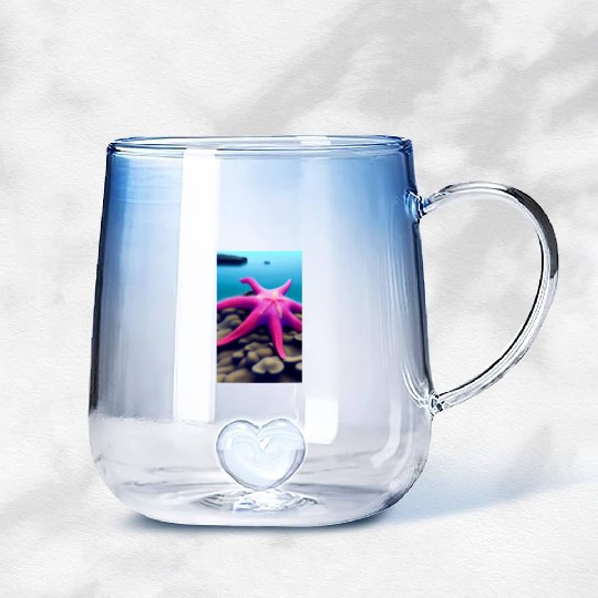 Pink starfish Gradient Glass Mugs