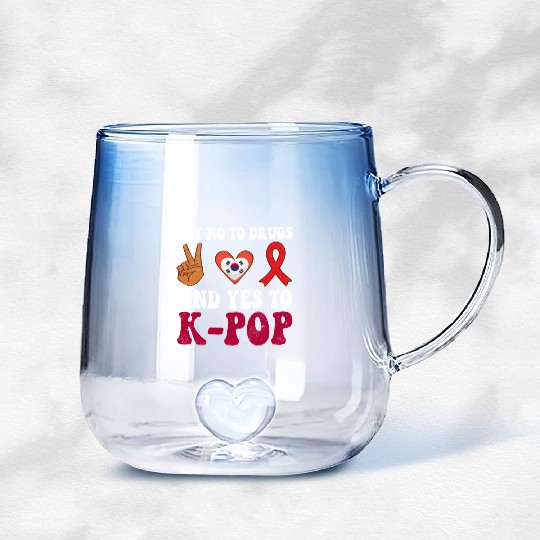 Peace Ribbon Week Awareness Yes K Pop Wear Red Gradient Glass Mugs
