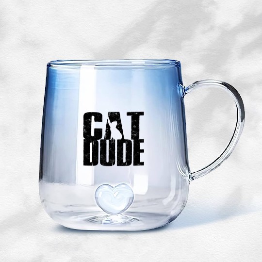 Cat Dude - cat owner Gradient Glass Mugs