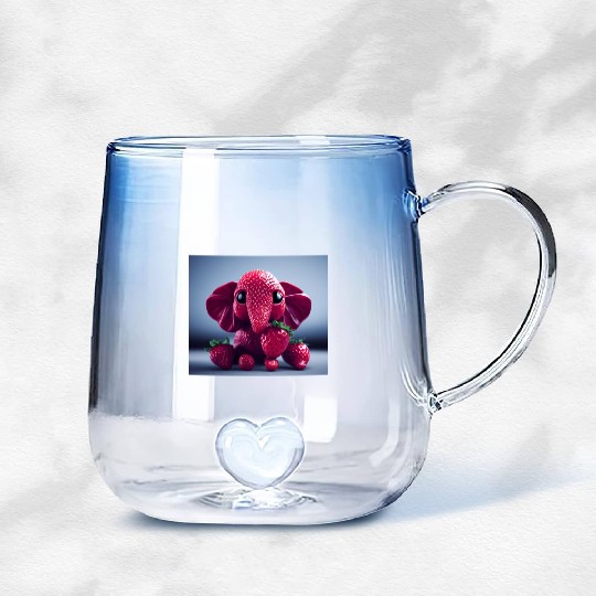 Strawberry Elephant Gradient Glass Mugs