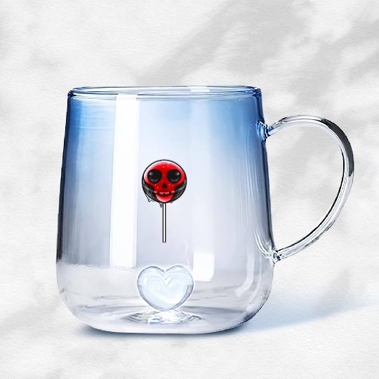 Red Skull Lollipop Trick Or Treat Halloween Gradient Glass Mugs