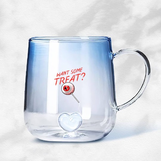 Trick Or Treat Want Some Treat Eyeball Lollipop Gradient Glass Mugs