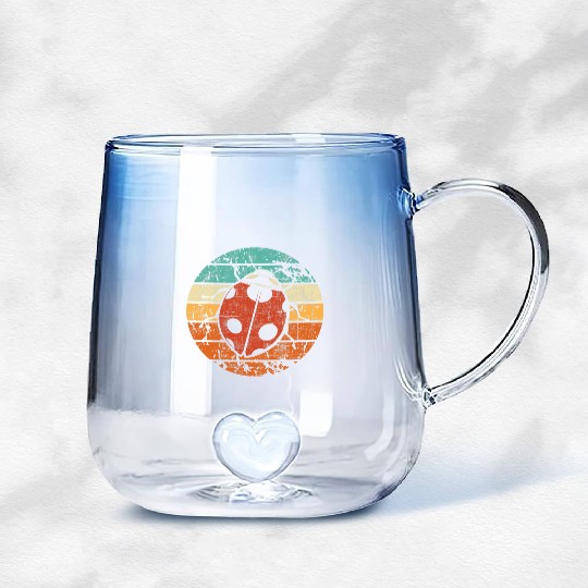 Retro Vintage Ladybug Animal Insect Lover Ladybird Gradient Glass Mugs