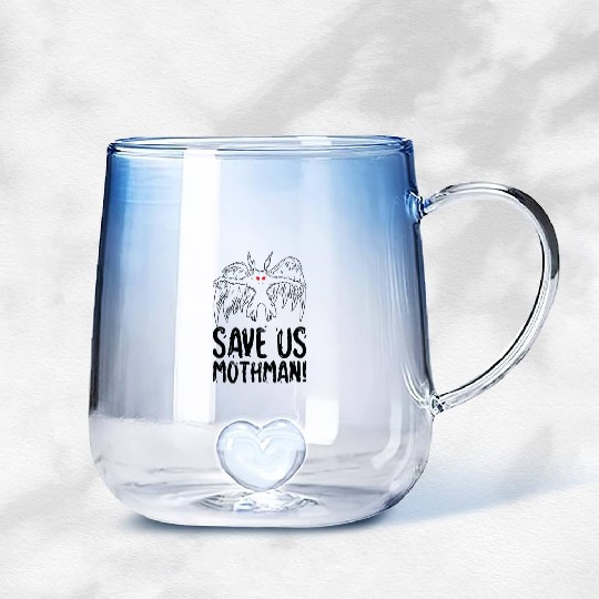 Halloween Mothman Mythical Line Art Beast Monster Gradient Glass Mugs