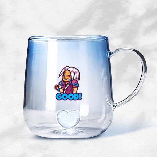 emote maker featuring lost ark inspired characters Gradient Glass Mugs