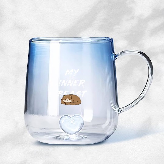 My Inner Beast text white Gradient Glass Mugs
