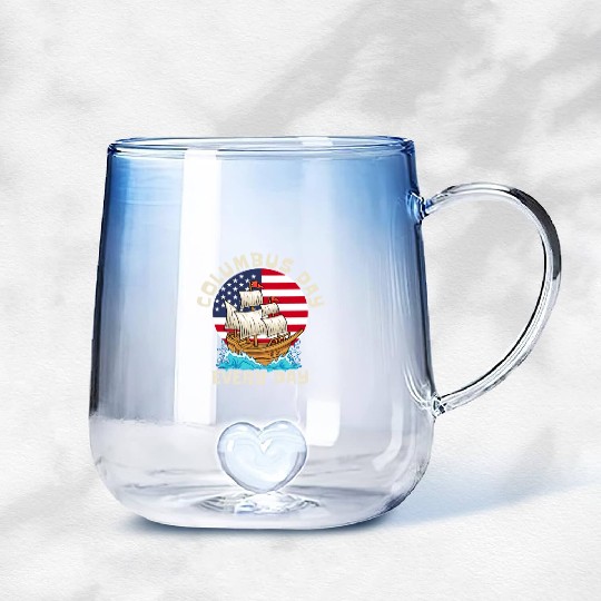 Columbus Day 1492 Gradient Glass Mugs