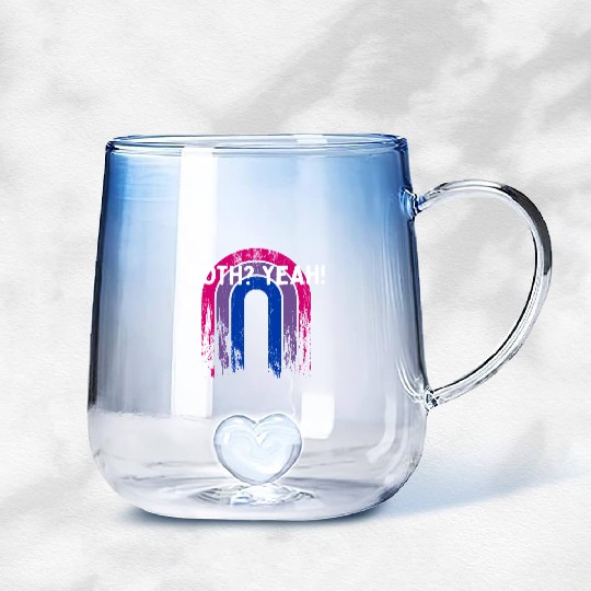 Both Yeah Bisexual LGBTQ Bi Pride Asexual Sayings Gradient Glass Mugs