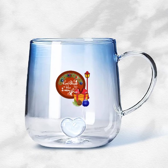 Cute A Christmas Carol God Bless Us Everyone Lamp Gradient Glass Mugs