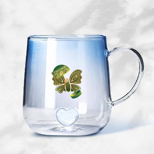 Abstract Woman Butterfly Freedom Green Gradient Glass Mugs