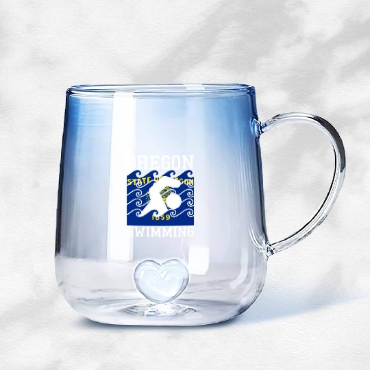 Oregon Flag Swimming Team Pacific Swim Swimmer US Gradient Glass Mugs