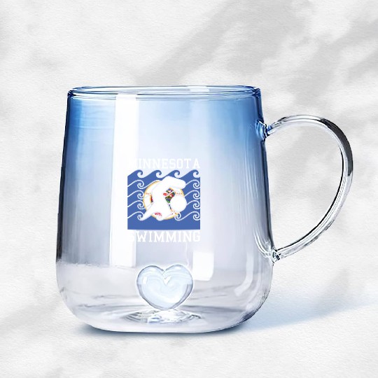 Minnesota Flag Swimming Team Swim Swimmer US State Gradient Glass Mugs