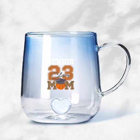 Senior Class Of 2023 Basketball Proud Cheer Mom Gradient Glass Mugs