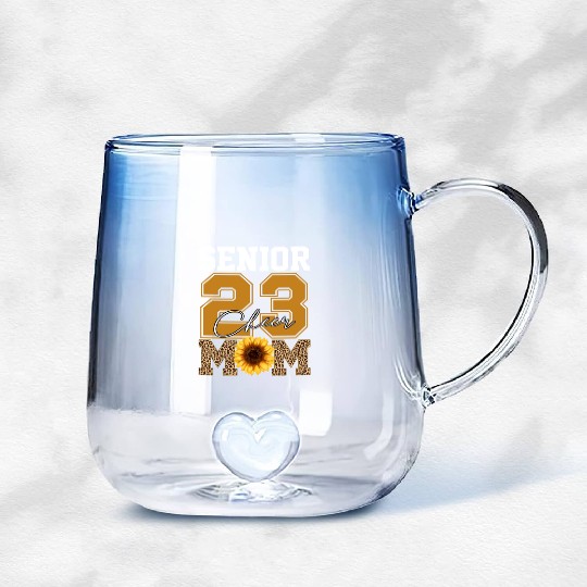 Cheer Mom Senior Class Of 2023 Sunflower Proud Mom Gradient Glass Mugs